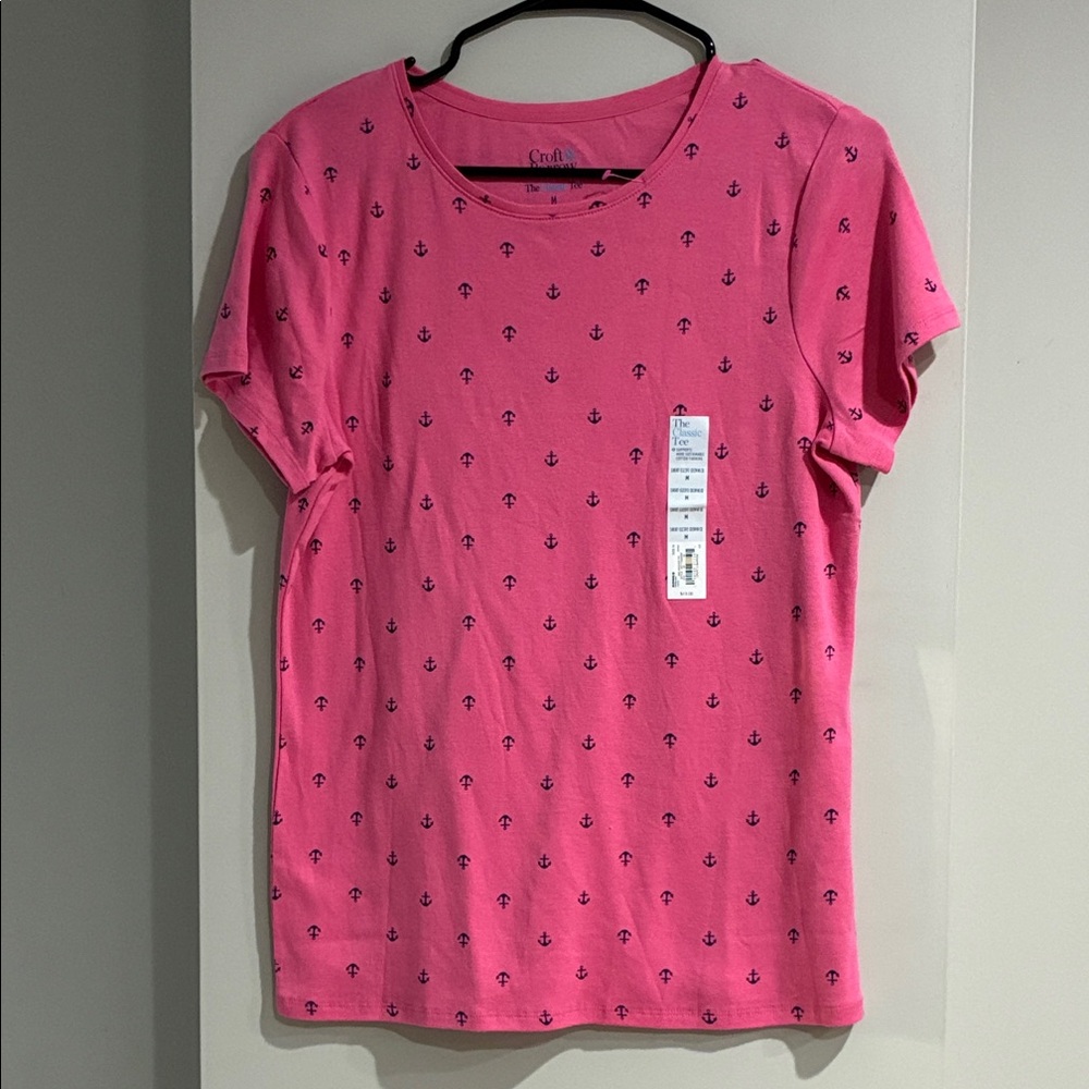 Croft & Barrow NWT Pink Anchor Print Women's Top